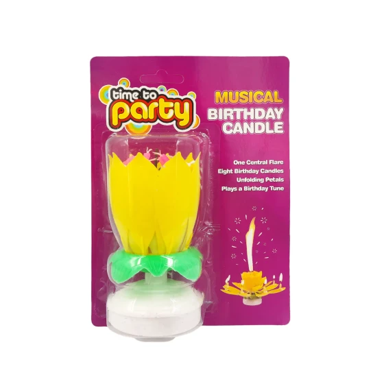 1pc Flower Musical Birthday Candle, Yellow