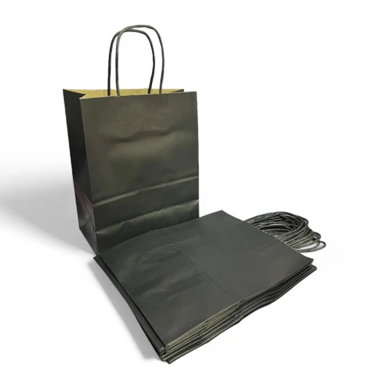 12-Pieces 27x21x11cm Black Kraft Bags - Party Favor Bag & Gift Paper Bag