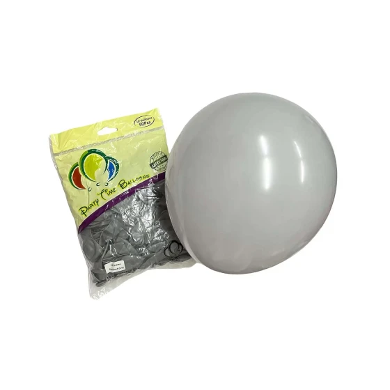 50pcs 10″ 2.2g Party Time Standard Gray Latex Balloons