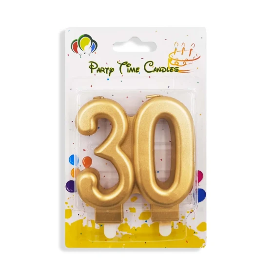 Number 30 Birthday Candle, Gold