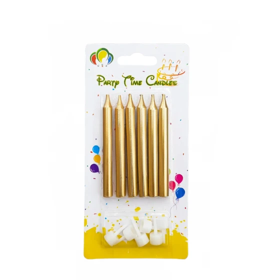 6-Pieces Shiny Birthday Candle - Gold