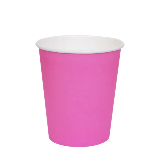 6-Pieces 9oz Disposable Paper Cups - Dark Pink