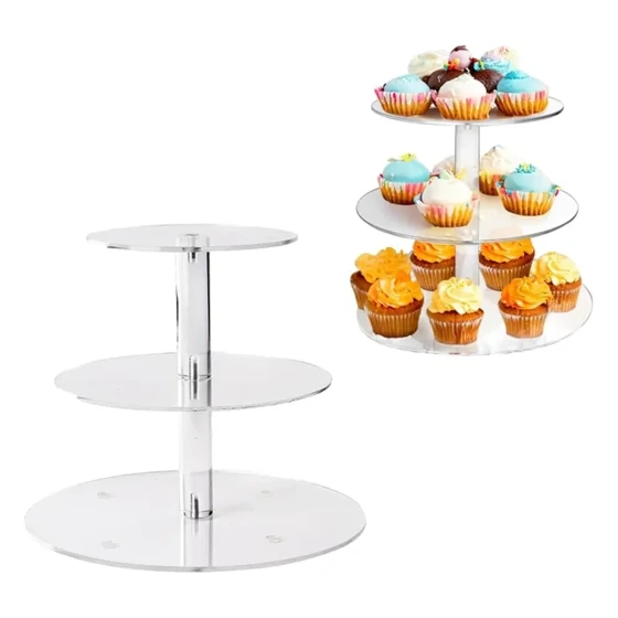 Acrylic 3 Tiered Cupcake, Dessert, Mousse cake Stand
