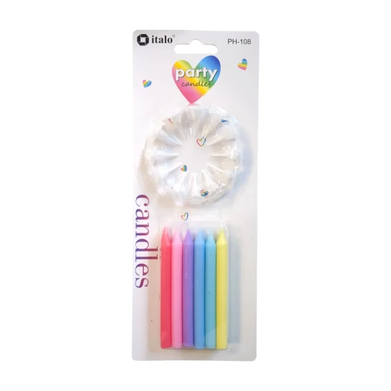 12-Pieces Multi Colour Birthday Candles with handle
