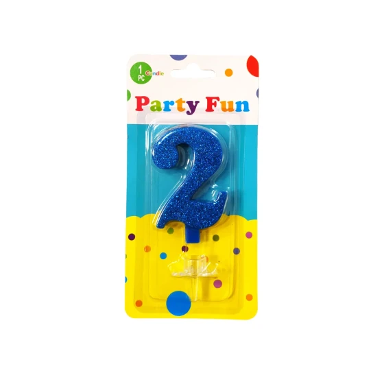 Blue Number Two Happy Birthday Candle