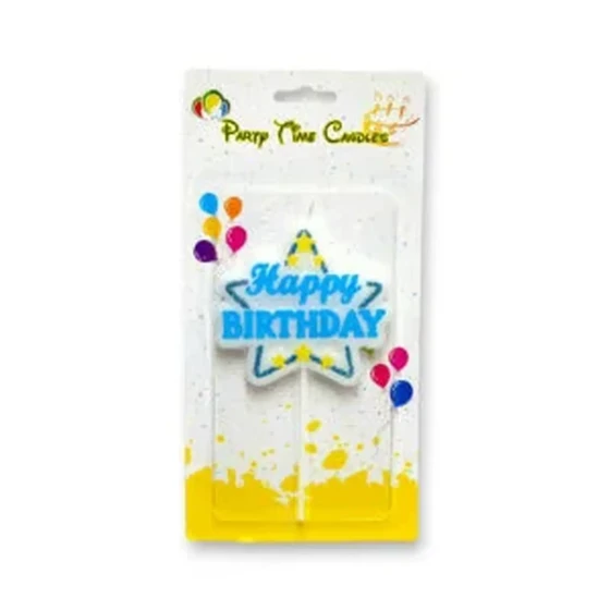 Star Happy Birthday Candle - Blue