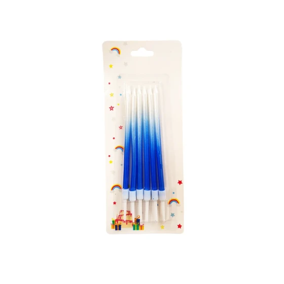 6-Pieces Long Spiral Shiny Birthday Candle - Blue