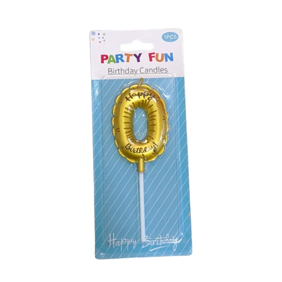 Number Zero Birthday Candles - Gold