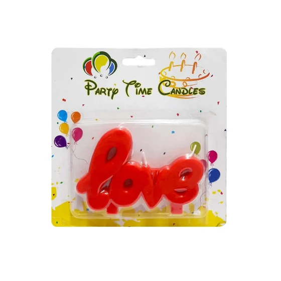 1pc Cursive Love Candle, Cake Topper - Red