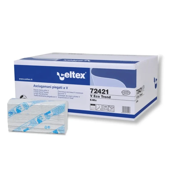 V-Folded Eco Trend Hand Towel Recycled 2 Ply (22 X 22CM) - Celtex - Made in Italy