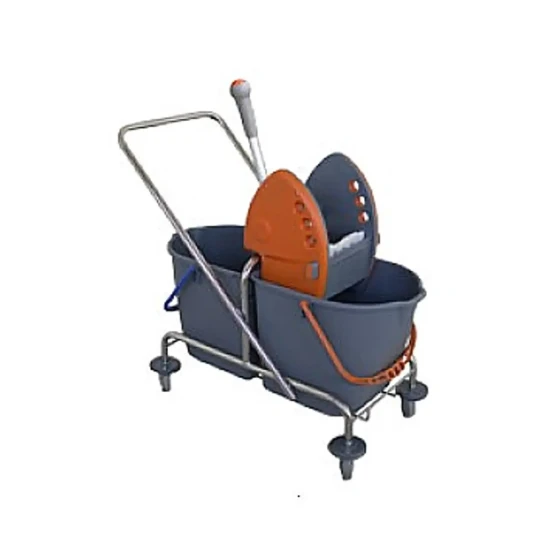 Double Mop Bucket Trolley 30LT (Grey/Orange) - TMB - Made in Italy