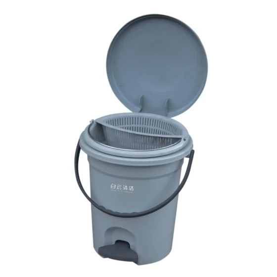 Plastic Round Dust Bin With Pedal 8LT (Grey) Baiyun - Made in China