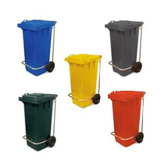 Garbage Bin With Wheel And Centre Pedal 120LT - Virgin Plastic (Red, Yellow, Blue, Green & Grey) - IPC RS - Made in Italy