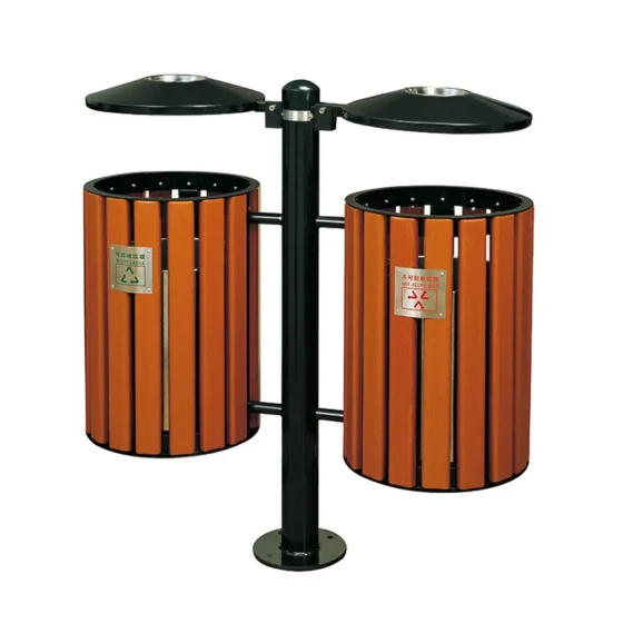 Outdoor Recycle Twin Bin With Ashtray - Hygiene System - Made in China