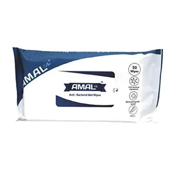 Wipes AMAL PLUS -Antibacterial wet wipes 50 Pcs