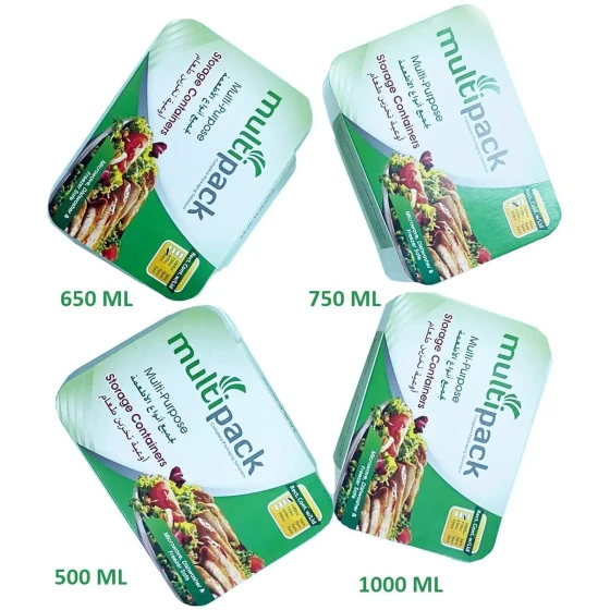 Plastic Food Containers Pack Of 5Pcs with Lid (500ml,650ml,750ml,1000ml)