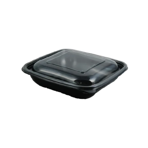 BLACK SQUARE DELI CONTAINER V704 (750ML) W/CLEAR LID