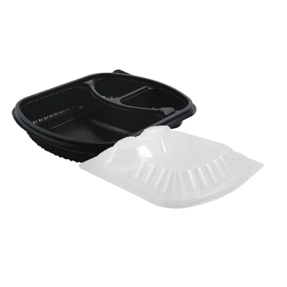 BLACK MICROWAVE CONTAINER (3 COMP)(04638)