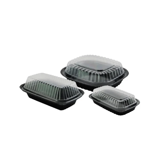 BLACK RECT. DELI CONT. H045 W/CLEAR LID