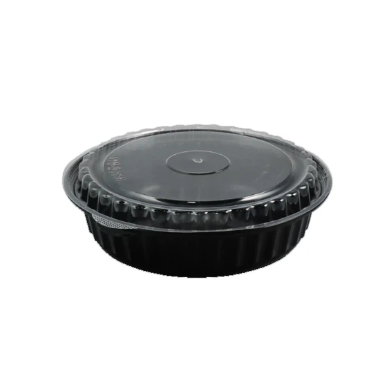 BLACK ROUND DELI CONT. W/CLEAR LID HC 729