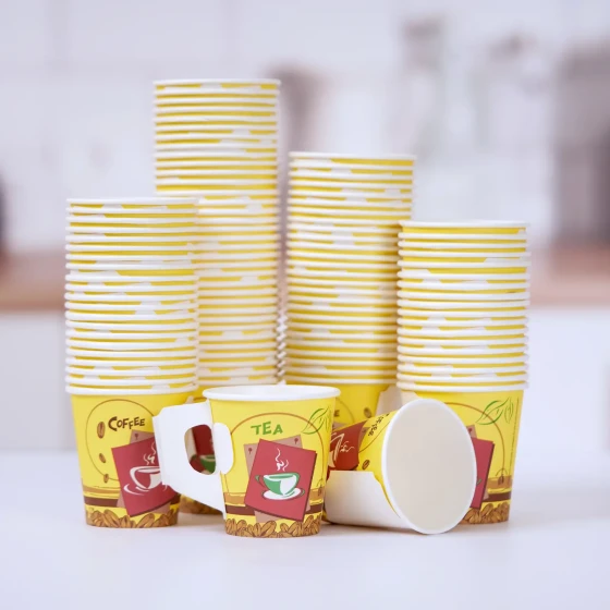 Single Wall Paper Cup With Handle 7 Oz (3 Packs)
