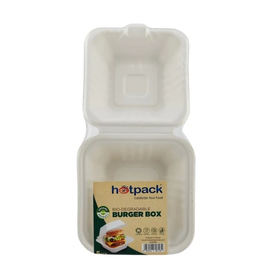 Bio Degradable Burger Box 6 inch 5 Pieces