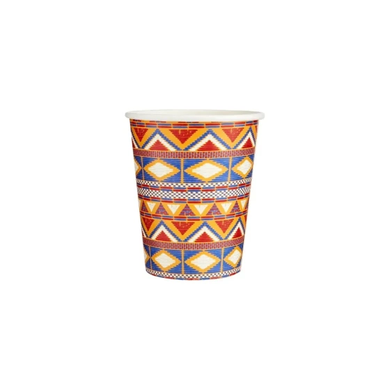 25 Pieces 8 Oz Limited Edition Aztec Pattern Heavy Duty Paper Cups