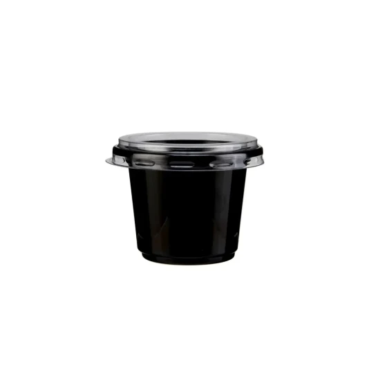 PET Black Base Portion Cup with Lid