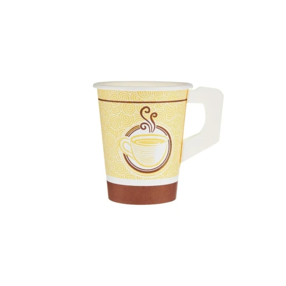 Printed Single Wall Paper Cups 9 oz with Handle x 1000 Pieces