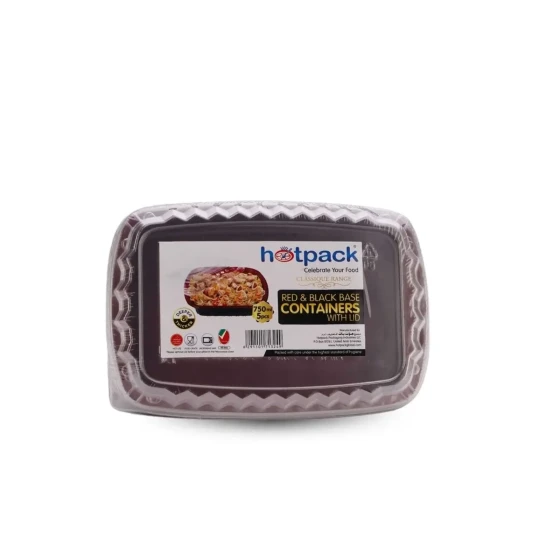 Red & Black 750 ml PP Container With Lid 5 pieces