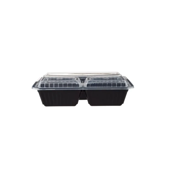 Black Base Rectangular Ribbed Container 3 Compartment 300 Pieces