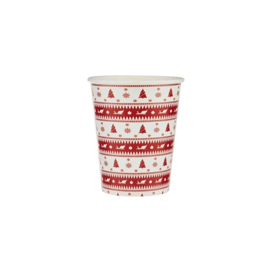 25 Pieces 8 oz Red and White Single Wall Paper Cups