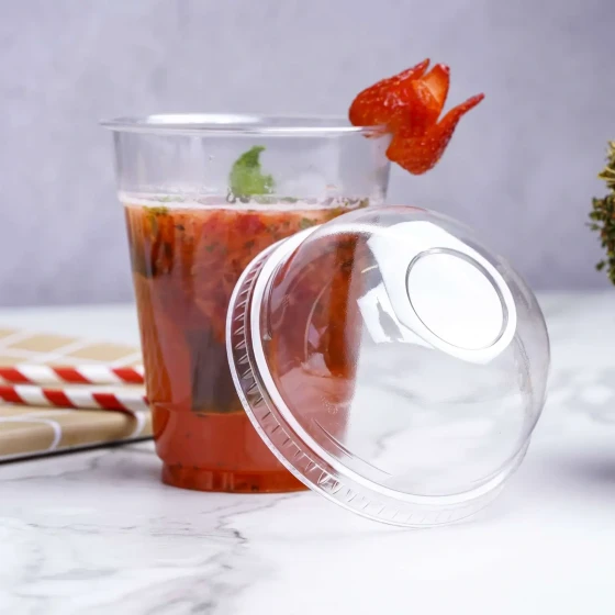 Dome Lid Without Hole for PET Juice Cup 12/16/20/24 Oz 98 Diameter