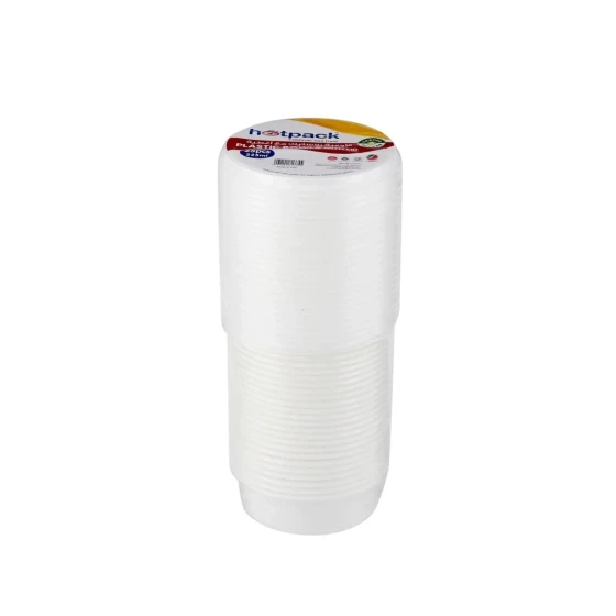 Plastic White Bowl 225ml With Lid 25 Pieces