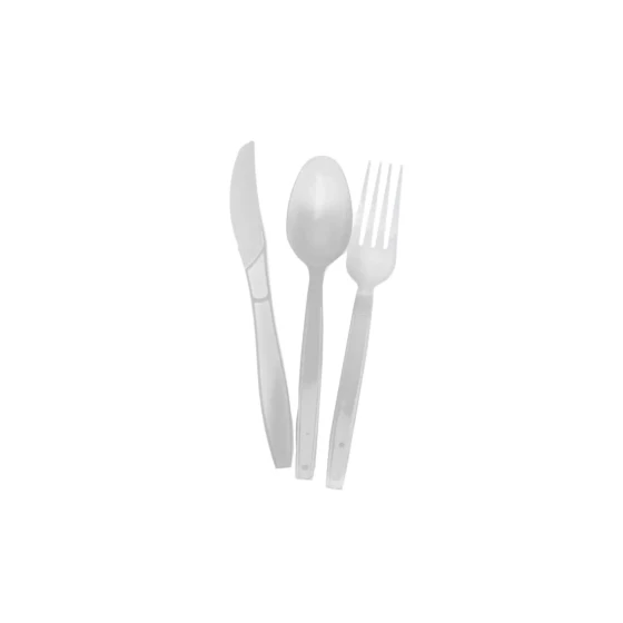 Heavy Duty White Cutlery Set (Spoon/Fork/Knife/Napkin) 250 Pieces