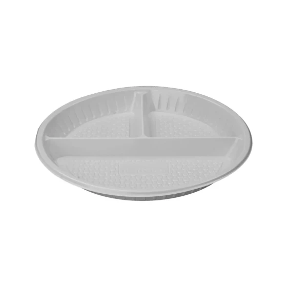 Round Plastic Plate 3-Compartment | 10 inches