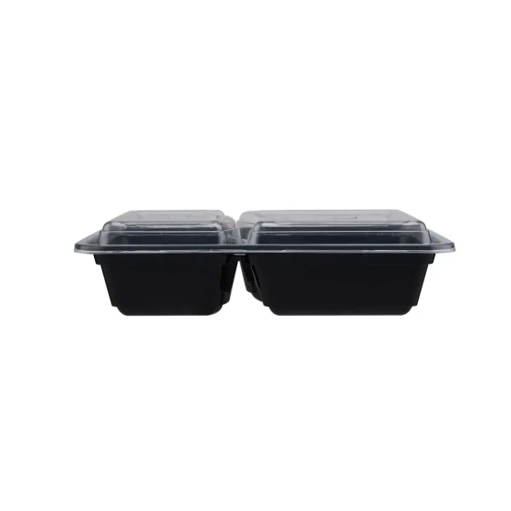 Heavy Duty Black Base Rectangular 2-Compartment Container