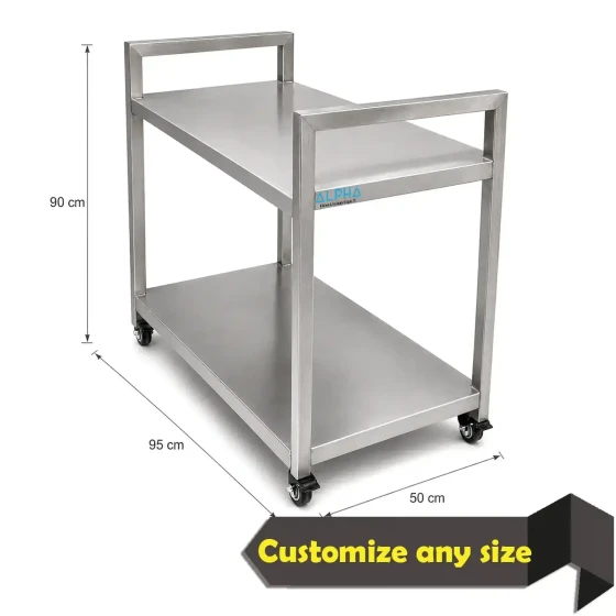 Stainless Steel Serving Trolley 2 Tier