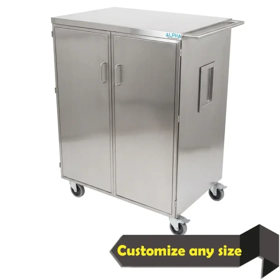 Stainless Steel Trolley with Double Swing Doors
