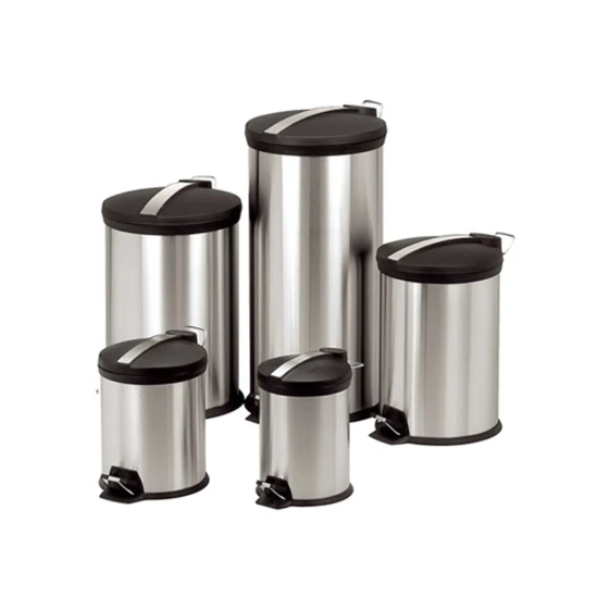 Stainless Steel Pedal Bin With Black Lid