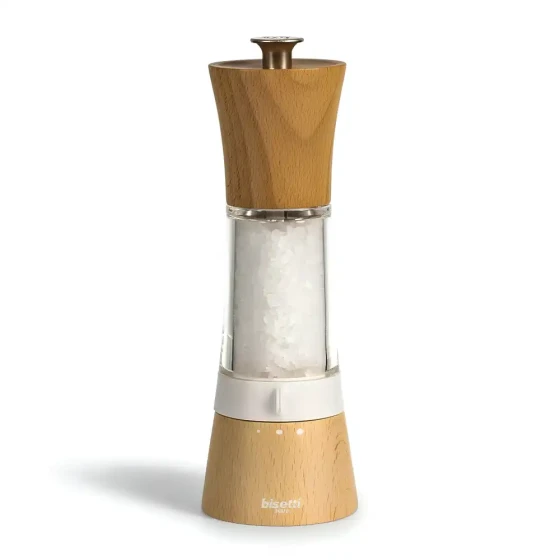 Bisetti Salt Mill Beech Wood, Acrylic 20 cm Natural Beech