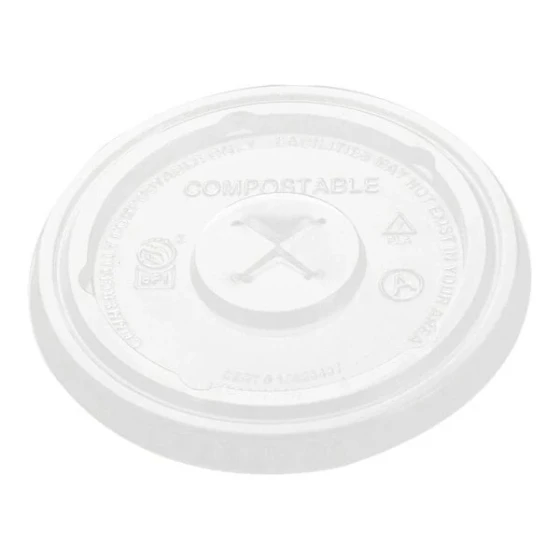 Fabri-Kal LGC12/20 Greenware 9 and 12 oz. Compostable Clear Plastic Lid with Straw Slot - 100/Pack