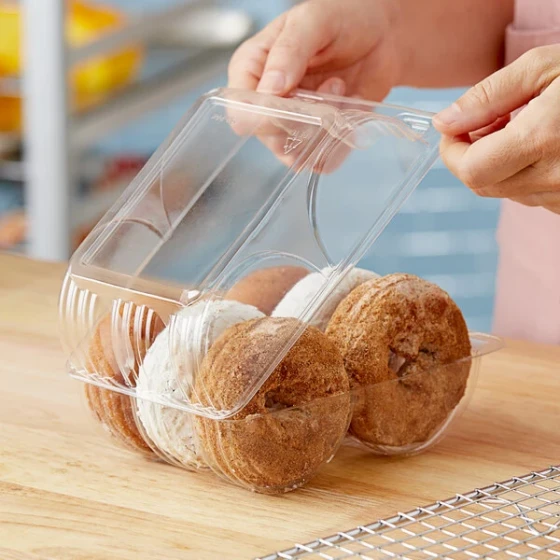 Polar Pak Clear Plastic 6-Compartment Donut Hinged Container - 240/Case