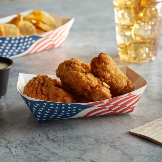 #100 1 lb. USA Flag Paper Food Tray - 1,000/Case