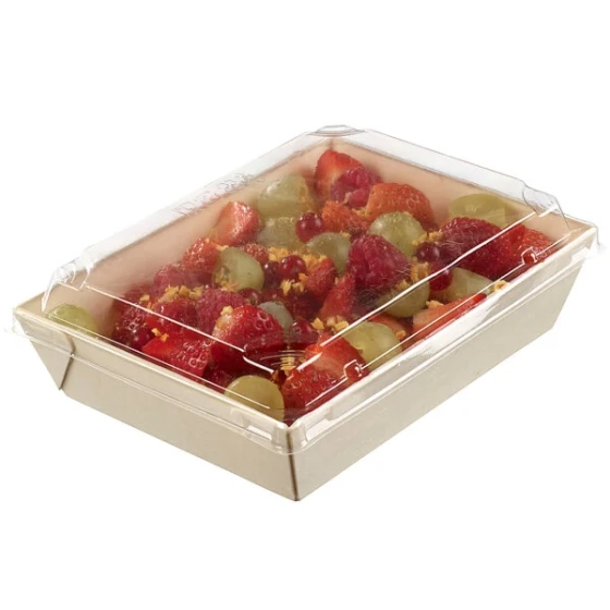 Solia 7 5/16" x 5 5/16" Laminated Wooden Punnet with Clear Plastic Lid - 200/Case