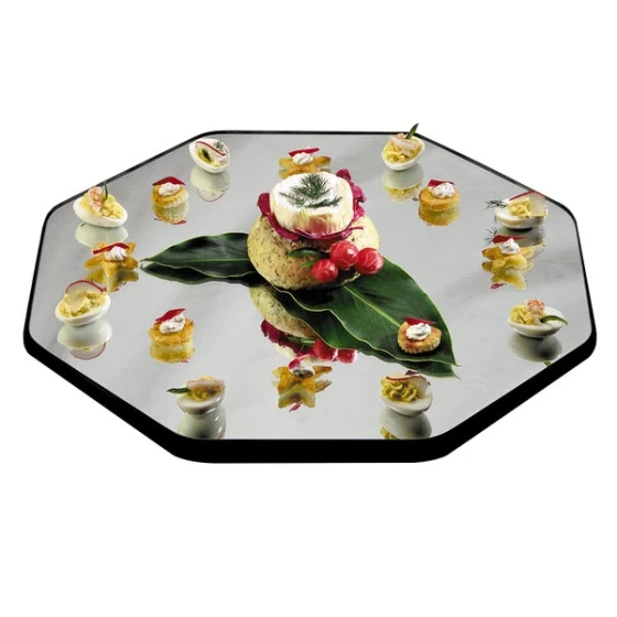 Geneva 279 22" Octagon Rimless Mirror Food Display Tray