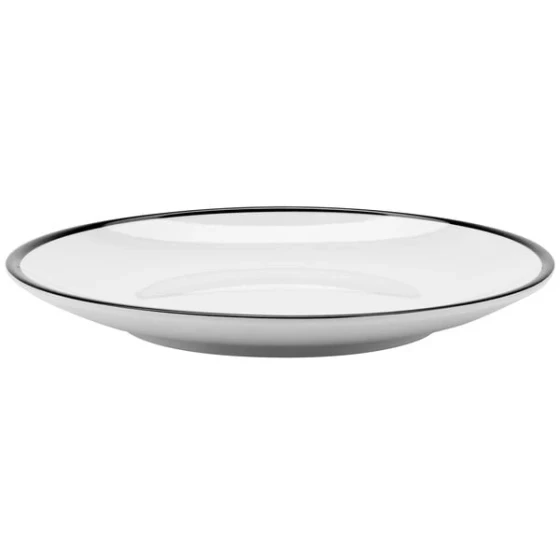 GET Settlement Bistro 8" White Enamelware Round Melamine Coupe Plate with Black Trim - 48/Case