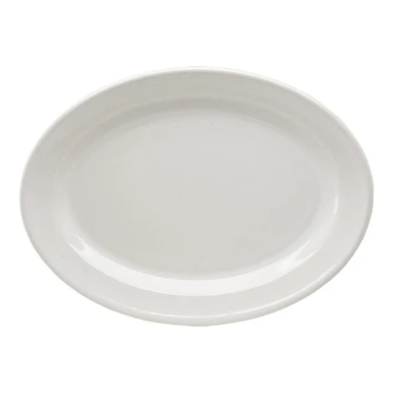 Santa Anita Glacial 10 5/8" x 8" White Stoneware Oval Platter by Arc Cardinal - 18/Case