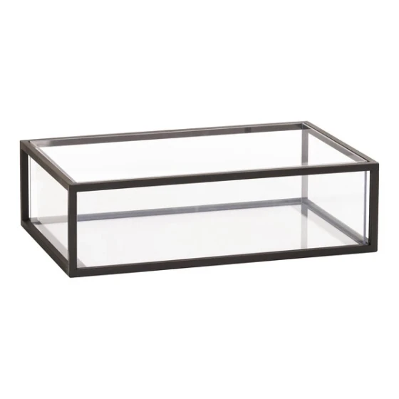 Cal-Mil Milo 20" x 12" x 7" Black Metal Ice Housing with Polycarbonate Pan and Liner 23805-12-13