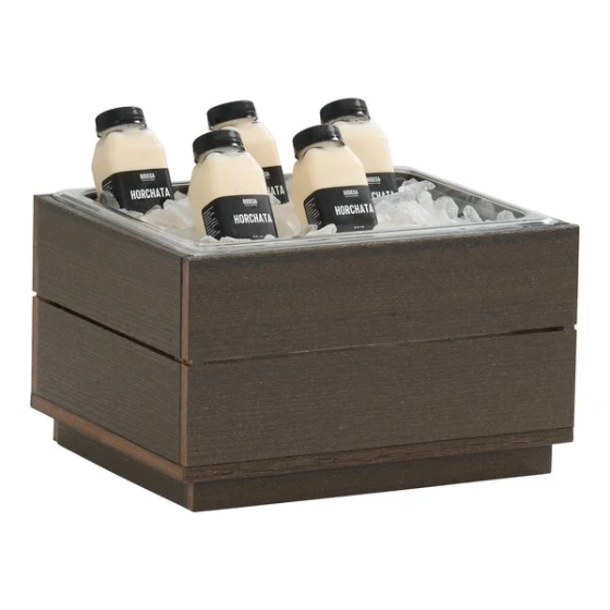 Cal-Mil Vista 13 1/4" x 11" x 7 3/4" Mocha HDPE Ice Housing with Polycarbonate Pan and Liner 28602-10-140
